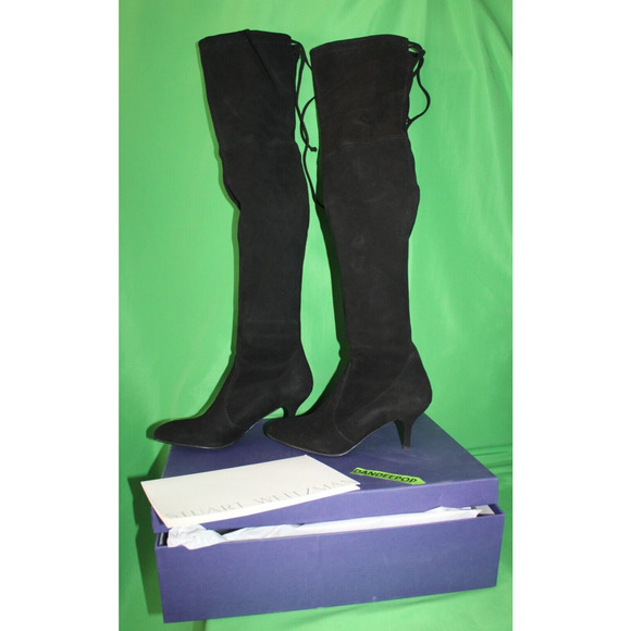 Stuart Weitzman Tiemodel Black Suede High Heel Boots G232996 Women's 6.5M - Picture 2 of 16